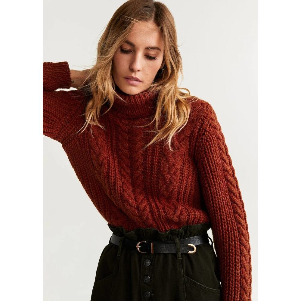 Mango Braided Turtleneck Sweater Size XS/S